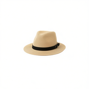 Sombrero Fedora de Paja Encriptado con Hebilla de Cinturón 57 58 59 cm para Hombre, Uso Exterior de Verano - Product Image 2