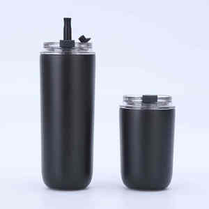 Solid Color Stainless Steel Thermos <b>with</b> <b>Straw</b> <b>and</b> Transparent <b>Lid</b> Leak-Proof & Eco-Friendly - Product Image 2