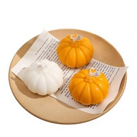Bougie en cire parfumée citrouille pour Halloween, forme de citrouille réaliste, durée de combustion de 4 à 12 heures, parfum orange et blanc, cadeau festif transfrontalier