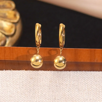 Ensemble de bijoux en acier inoxydable 304 plaqué or 18 carats, style simple, perles en acier pour femmes, pour un usage quotidien, accessoire de mode moderne