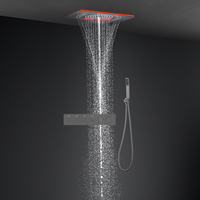Ensemble de douche LED moderne 600x330mm avec colonne de douche pluie en acier inoxydable et mitigeur cascade