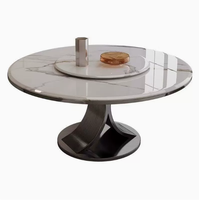 Table à manger ronde en dalle de pierre moderne et minimaliste pour les petits salons de style luxueux dans les maisons compactes
