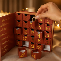 Boîte de calendrier de l'avent de Noël personnalisée avec 25 tiroirs, boîte de calendrier en carton rigide avec feuille d'or pour bijoux, cosmétiques, parfums, chocolats