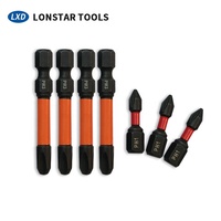 Embout de tournevis à chocs LXD S2 en acier PH2 Pozi, finition oxyde noir 50 mm, qualité industrielle pour outils électriques et réparation