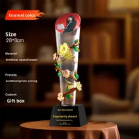 Nouveau trophée cylindrique créatif en cristal motif vigne, personnalisable avec photo, doré, argenté, bronze, pour concours, avec socle et gravure annuelle