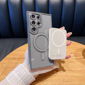 <span class=keywords><strong>Coque</strong></span> de téléphone magnétique en strass électrolytique de luxe pour Samsung <span class=keywords><strong>S22</strong></span> <span class=keywords><strong>Ultra</strong></span> Film d'objectif <span class=keywords><strong>Coque</strong></span> de conception <span class=keywords><strong>transparente</strong></span> antichoc en TPU - Product Image 3