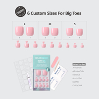 BTArtbox doux Gel XCOAT 3D Floral presse sur les ongles en gros court amande fait à la main bleu français pointe faux ongles