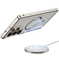 Étui de téléphone portable antichoc en métal magnétique à clip élastique, design sportif, pour S25/S24/S23 Ultra/+/plus - Transparent