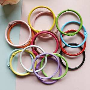Couleur bonbon alliage peinture bricolage anneau 45mm pince ouverture anneau à feuilles mobiles porte-clés avec matériau métallique livre anneau accessoires - Product Image 4