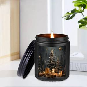 Vela Aromática Personalizada de Soja Natural Ecológica en Vaso, de Larga Duración, Negra, Adorno Navideño, Regalo Festivo de Invierno - Product Image 4