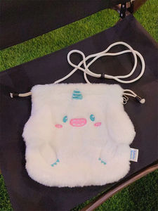 حقيبة كروس بتصميم كاواي منفوش ورباط سحب، حقيبة يد محمولة، لعبة قطيفة صغيرة، ملمس مريح، تصميم كرتوني عصري على شكل وحش بعيون كبيرة - Product Image 3