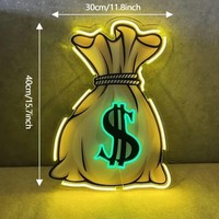 Letrero Luminoso LED de Acrílico con Diseño de Bolsa de Dólares, Impresión UV Personalizada, Resistente al Agua IP65, para Decoración de Interiores/Exteriores