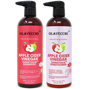 Shampooing et après-shampoing clarifiant et détoxifiant à la biotine, kératine, caféine, huile de ricin, huile d'argan, vinaigre de cidre de pomme pour tous types de cheveux - Product Image 1