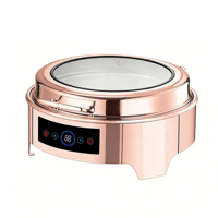 Ensemble de buffet de luxe en or rose 6L 9L en acier inoxydable, chauffe-plat électrique de forme rectangulaire