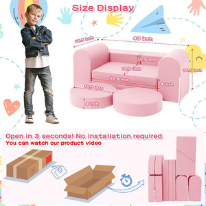 Giving Tree Children's Modular <b>Sofa</b> Set 43x16.5 Inch Pink Playroom Furniture For Toddlers And <b>Kids</b> Age 3+ - Product Image 1