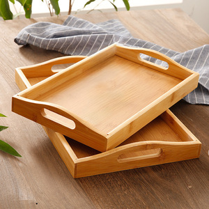 Plateau rectangulaire en bambou, couleur naturelle, style simple, pour servir thé, gâteaux, pain, pâtisseries à la maison - Product Image 2