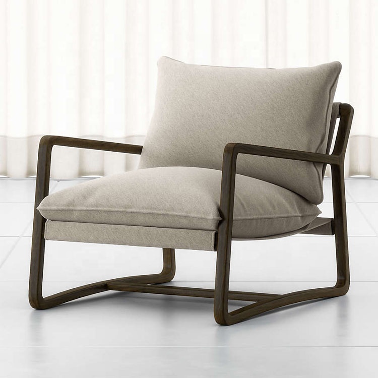 High quality home indoor furniture wood leather lounger chair hotel living room accent chair