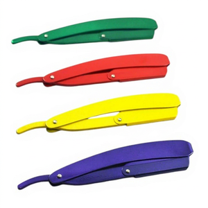 Maquinilla de Afeitar Recta Moderna Multicolor de Acero Inoxidable, Duradera, Profesional para Hombres, Recortadora de Barba con Bloqueo Seguro y Ligera - Product Image 1
