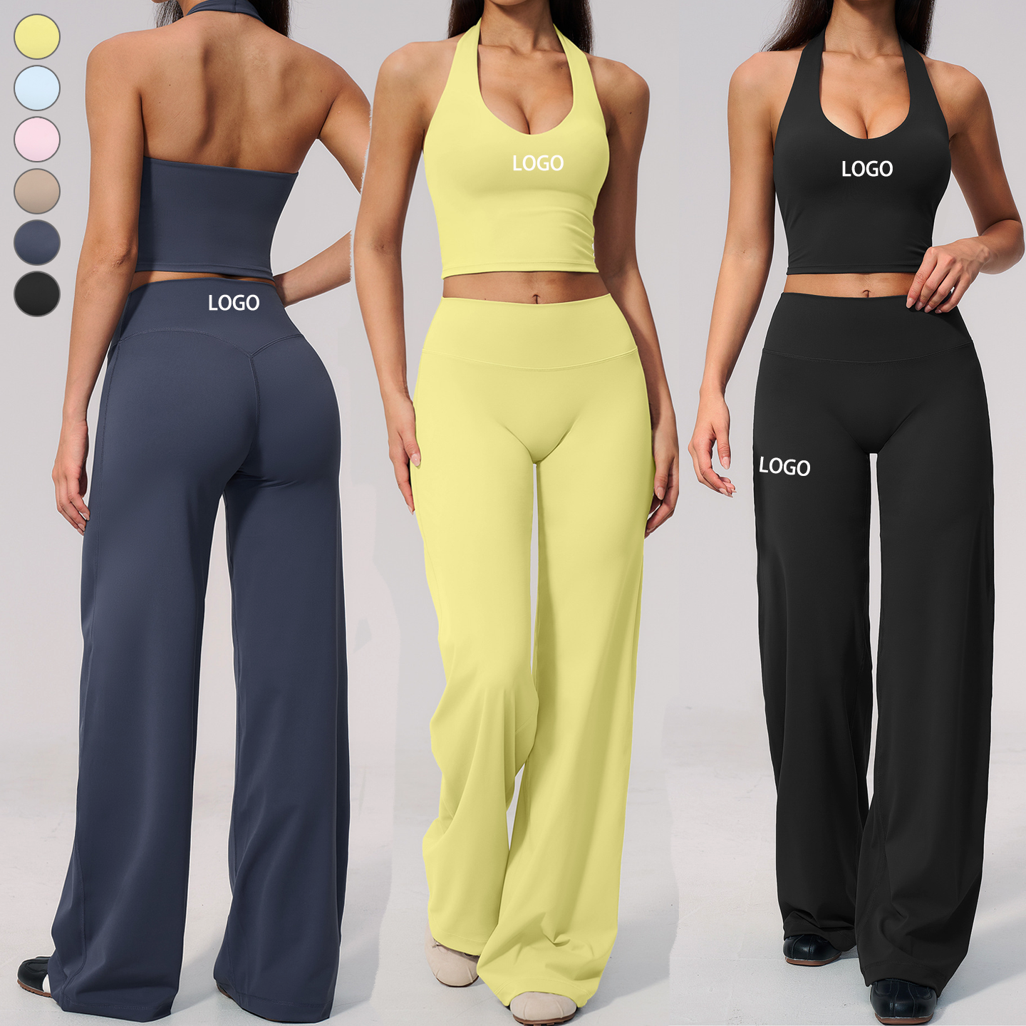 Yoga Sets Custom Gym Wear Halter Yoga Bra Gym Tops Fitness Leggings for Women Casual Sportswear Tight Womens Clothing