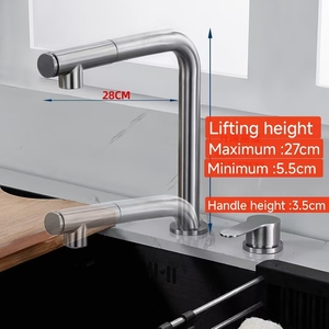 Grifo de Cocina Ecológico de Acero Inoxidable, Grifo Comercial para Fregadero, Grifo de Cocina Extraíble con Altura Ajustable - Product Image 1