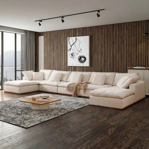 <span class=keywords><strong>Divano</strong></span> Componibile Moderno <span class=keywords><strong>a</strong></span> L con Chaise Longue Reversibile, Sedute Profonde, Imbottitura in Piuma, Stile Basso da <span class=keywords><strong>Terra</strong></span> per Villa, Hotel, Appartamento, Scuola, Parco - Product Image 2