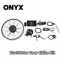 Kit Completo de Motor Sin Escobillas para Bicicleta Eléctrica ONYX 72V 5000W 100A con Pantalla LCD SW900, Palancas de Freno 47PDD y Acelerador de Giro Completo