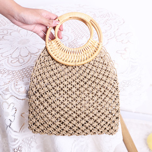 Bolso DE TRABAJO tejido hecho a mano de mano para mujer para <span class=keywords><strong>Amazon</strong></span> Venta especial Ins Bolso de hombro para vacaciones en la playa Forro de algodón impermeable - Product Image 3