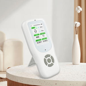 Detector de calidad del aire 9 en 1 con soporte, prueba de medidor de aire en tiempo real AQI, PM1.0, PM2.5, PM10, CO2, TVOC, HCHO, temperatura y humedad - Product Image 1