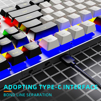 Clavier mécanique de jeu TASSO, nouveau, interrupteurs rouges, 61 touches, anti-ghosting, rétroéclairage RGB, bouton rotatif, câble USB 3.0 détachable, ABS programmable