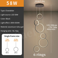 Lustre en aluminium moderne pour loft, éclairage de restaurant, lampes simples pour escalier, salon, LED, ligne de pêche, décoration intérieure