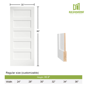 <span class=keywords><strong>Puerta</strong></span> Plana de Madera MDF de 5 Paneles Estilo Shaker 30*80 de Fábrica con Núcleo Sólido para Interiores Modernos de Casas - Product Image 3