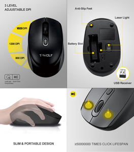 T-Wolf TF100 <strong>2</strong>-in-1 Ergonomic <strong>Wireless</strong> <strong>Keyboard</strong> &amp; Mouse Combo Full Size 104 Palm Rest Business Office Style in Stock - Product Image 6