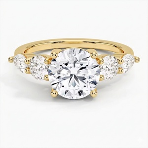 แหวนเพชรทรงกลมเพาะเลี้ยงในห้องปฏิบัติการ รับรองโดย IGI ทองคำแท้ 14K 18K แหวนแต่งงานแบบโซลิแทร์ - Product Image 1