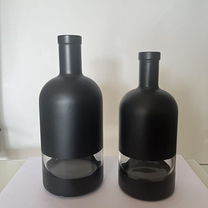 Nút chai Top in logo phun màu đen Matt với màu đen không gian tùy chỉnh hình dạng 500ml <span class=keywords><strong>700ml</strong></span> 750ml Glass rượu chai cho Whisky Brandy Gin - Product Image 3