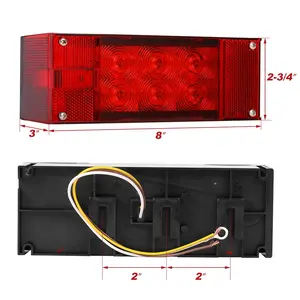 Customized New 12V Led Waterproof Submersible Trailer Light Rectangular Tail Lights Kit