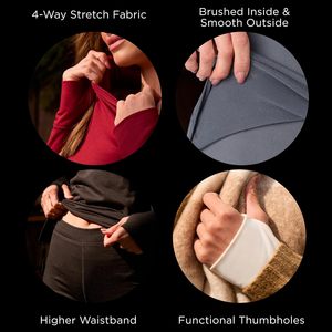 Ensemble de sous-vêtements thermiques doublés en polaire pour femmes avec chemise à manches longues et leggings pour les journées froides - Product Image 4