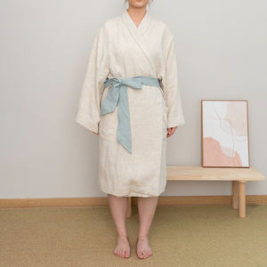 Fabricant de bain pour femmes Oeko Belt Pyjamas Sleepwear Beach Poncho Pjs Wrap Dresses 100% lin Women Linen <span class=keywords><strong>Kimono</strong></span> Robe Extra Large - Product Image 1