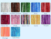 120 cm Mèche de cheveux synthétiques teintes arc-en-ciel, colorées, à paillettes dorées, pour tressage et crochet, en fibre haute température, trame simple, 20g
