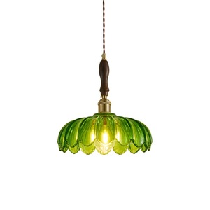 French Style Pendant <b>Light</b> Petal Shape Amber Glass Single Head LED Home <b>Lighting</b> Bedroom Living Room Chandelier - Product Image 2
