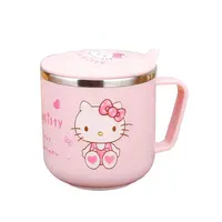 무료 샘플 키티 고양이 커피 컵 스테인레스 스틸 동물 내부 핑크 세라믹 머그잔 손 뚜껑