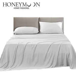 Luna de Miel de lujo, tela de lyocell de bambú refrescante, sábanas de cama a granel de algodón natural más suave que la ropa de cama de seda, juego de sábanas