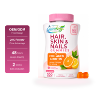Fabricant de Gummies au Collagène et à la Biotine 100mg par Portion 200 Gummies Pectine de Fruits Tropicaux Agrumes Marque Privée OEM ODM Vente en Gros