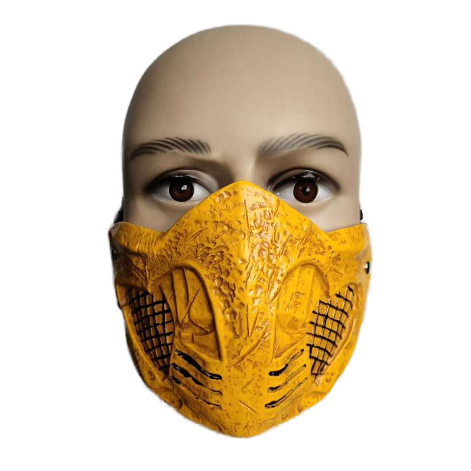 Mortal Kombat игровая маска скорпиона Косплей X желтая полумаска латексная маска для вечеринки аксессуар для костюма на Хэллоуин