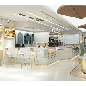 Mostrador de Panadería Moderno Personalizado y Vitrina para Pasteles con Diseño de Tapa de Mármol y Vidrio para Decoración de Panadería - Product Image 6