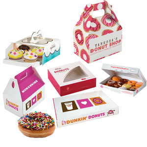 Cheap custom printed logo mini pink white cardboard single cupcake packing cookie packaging paper donut boxes with clear window