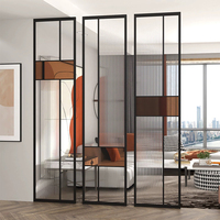 Cloison de séparation en verre et acier inoxydable pour salon, design d'intérieur