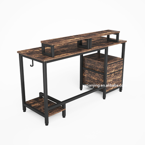 <strong>Industrial</strong> L Shaped Large <strong>Corner</strong> Stainless Steel Gaming <strong>Desk</strong> with Shelves &amp; Drawer for Office and Home Use - Product Image 4