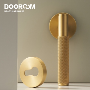 Dooroom hiện đại Nhà riêng tư kênh khóa cửa xử lý Brass có khía thiết kế tay nắm cửa bằng gỗ - Product Image 3