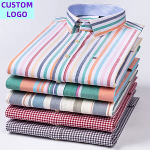 <span class=keywords><strong>Camicia</strong></span> da <span class=keywords><strong>Uomo</strong></span> Taglie Forti con LOGO Personalizzato in Cotone Oxford 100% <span class=keywords><strong>a</strong></span> Quadri o <span class=keywords><strong>a</strong></span> Righe Classica <span class=keywords><strong>a</strong></span> Maniche Lunghe per Autunno Inverno - Product Image 1