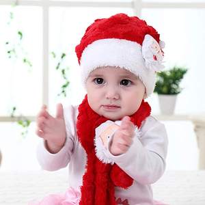 Velours Peluche Infant Santa Xmas Cap Écharpe Bébé Chapeaux de Noël pour <span class=keywords><strong>Nouveau</strong></span>-<span class=keywords><strong>Né</strong></span> Bébé Tobbler - Product Image 3